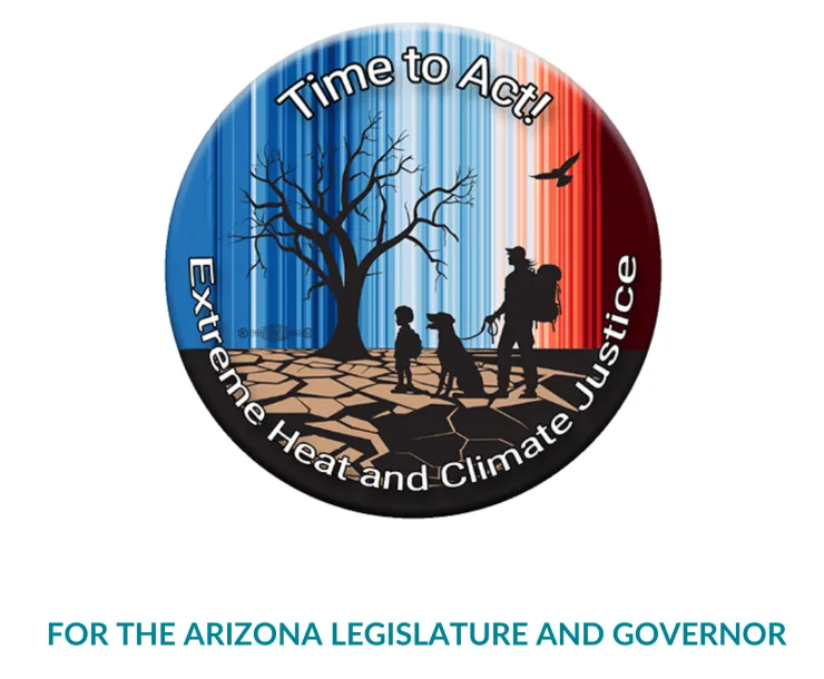 a blue white and red round graphic