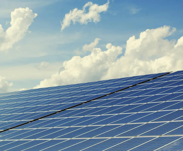 Solar panels against blue sky