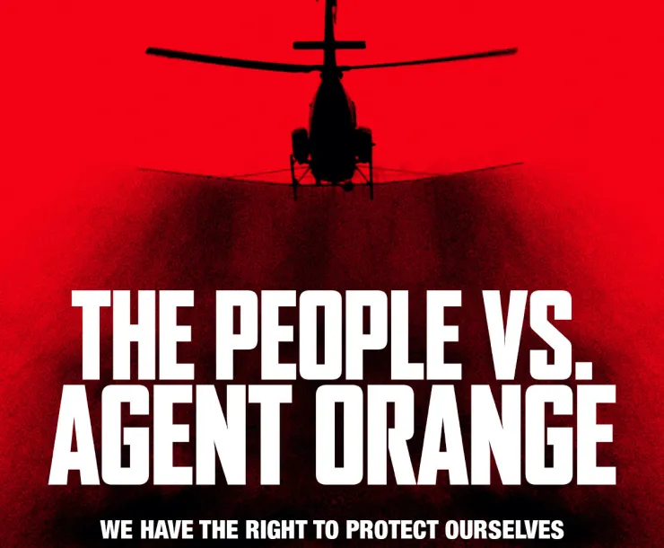 A black and red movie poster for a film titled, The People vs. Agent Orange