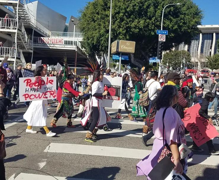 Women marching in Women's March of 2018