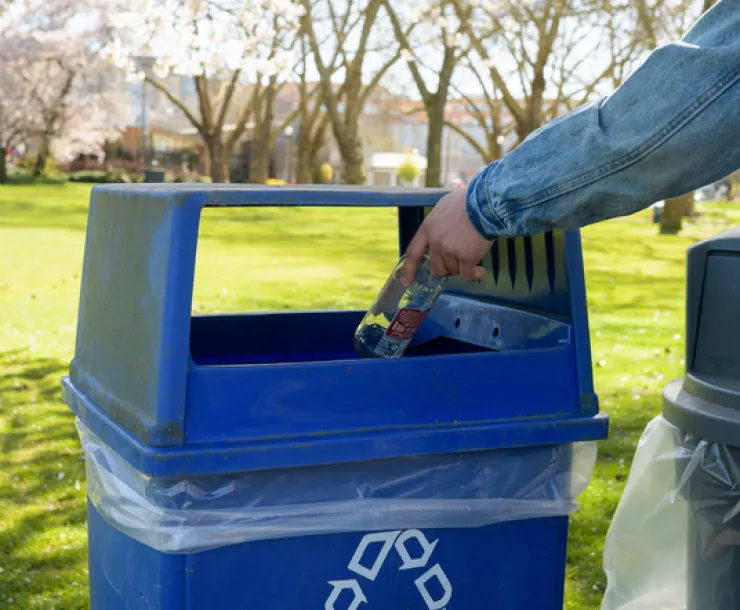 Blue recycling bin photo by Chrona Kasinger for The Luupe