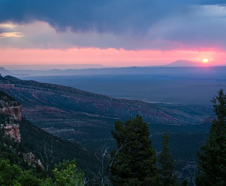 A sunset at a national monument
