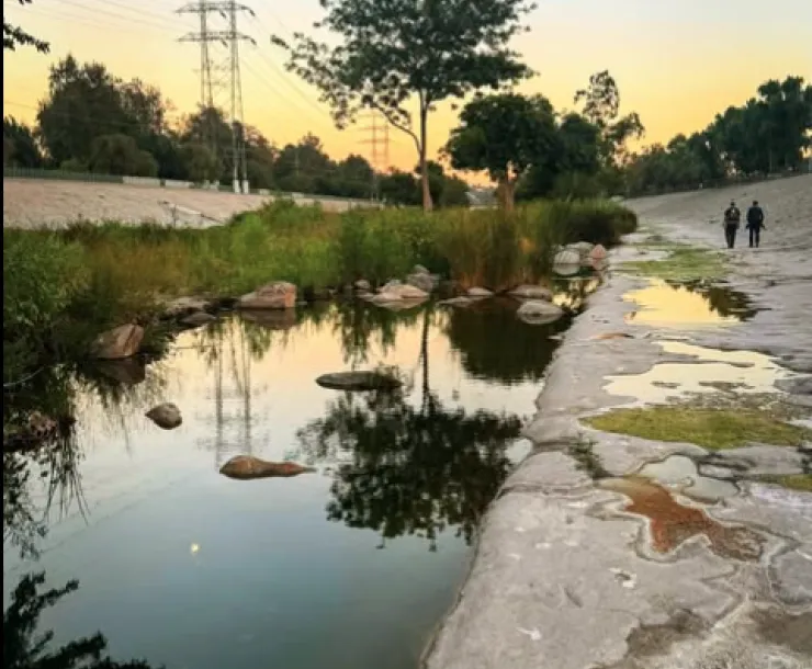Walking along the river