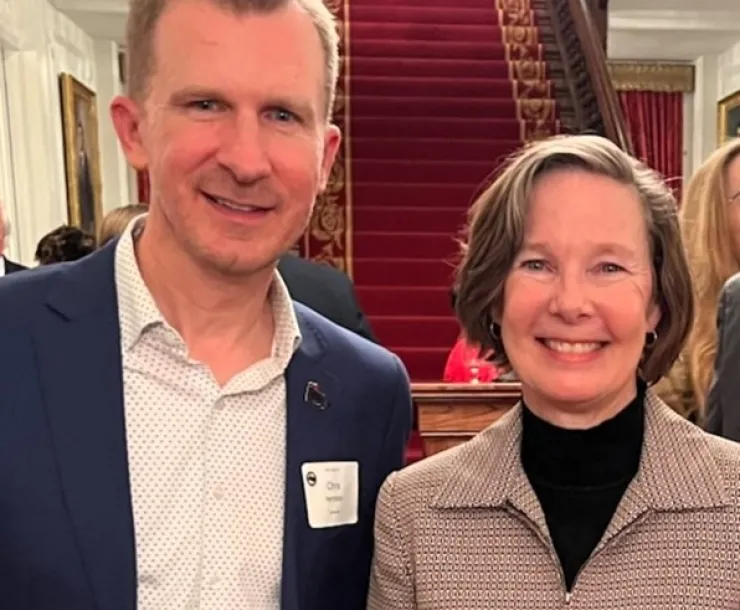 NC Chapter Director Chris Herndon is shown with NC Lt. Gov. Rachel Hunt at LNC gathering at the Governor's Mansion