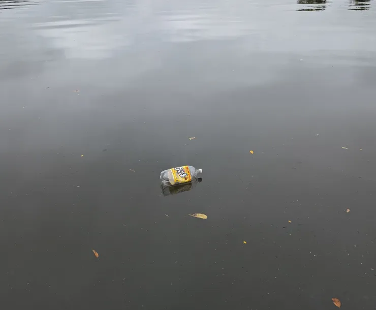 Plastic bottle floating in the Anacostia River.