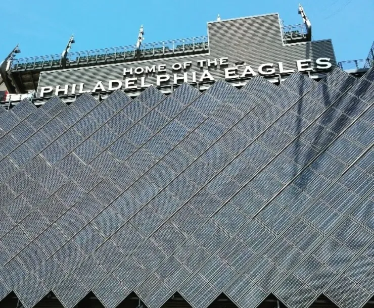 Solar panels on Philadelphia Eagles stadium.