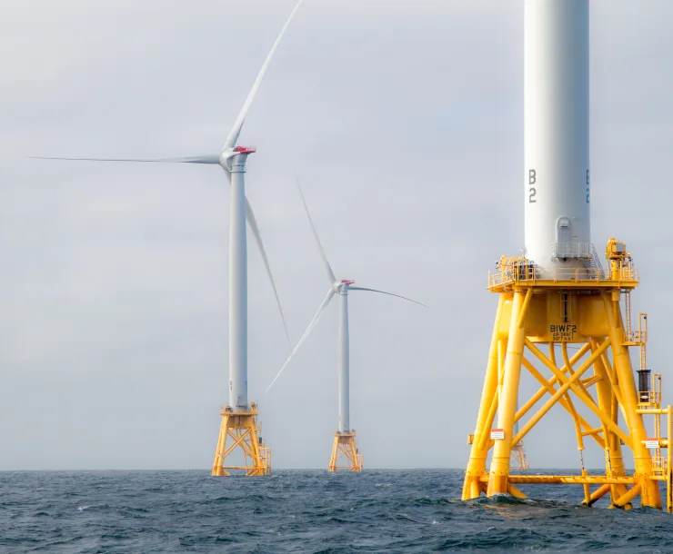 Photo of offshore wind turbines in the ocean by Gary Norton (Department of Energy)