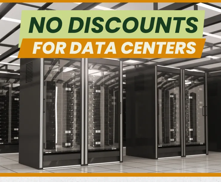 No discounts for data centers on a photo of a data center