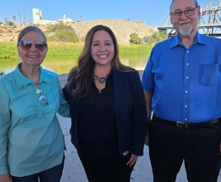 Congresswoman Grijalva stands with two Sierra Club members