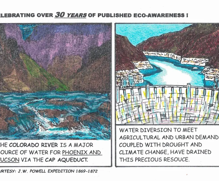 a comic strip depicting water use