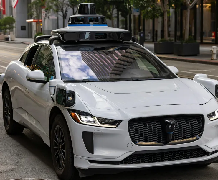 Autonomous vehicle on a city street. Photo credit: Stephen Leonardi