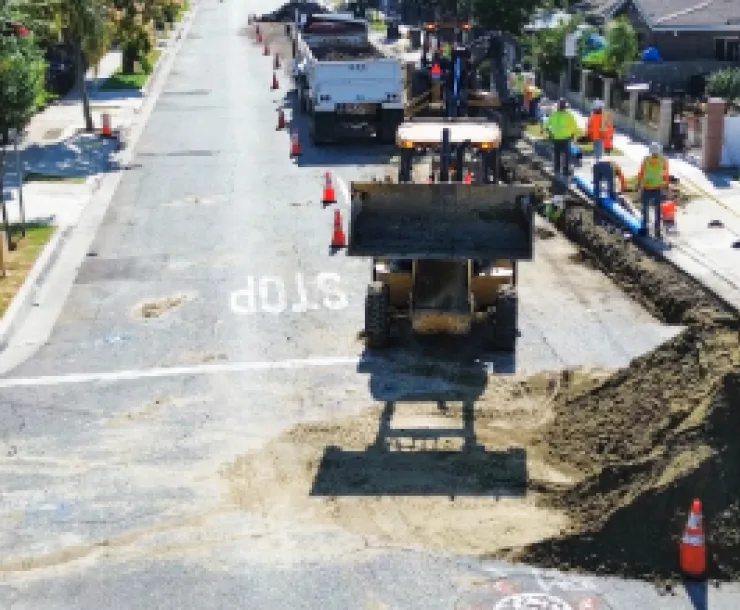 Suburban’s contractors installing new larger water mains in the Sativa water system.