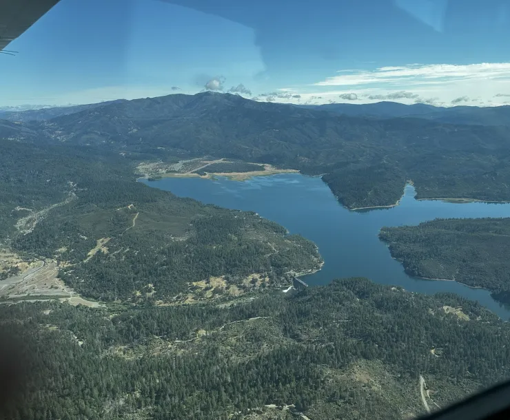 View of Pillsbury Reservoir from the air