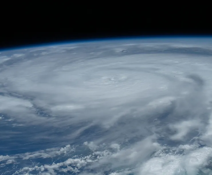 Hurricane Ida is pictured as a category 2 storm from the International Space Station as it orbited 263 miles above the Gulf of Mexico