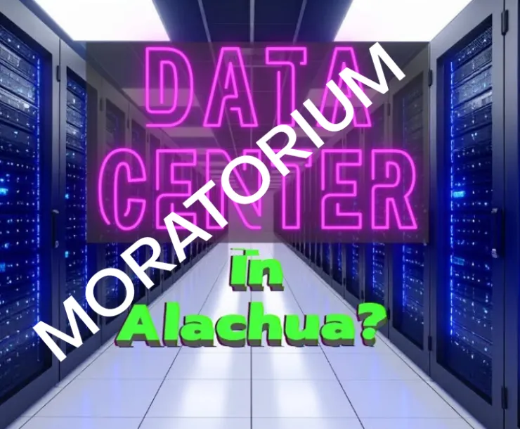 Data Center Moratorium in Alachua? over a hallway full of computer servers