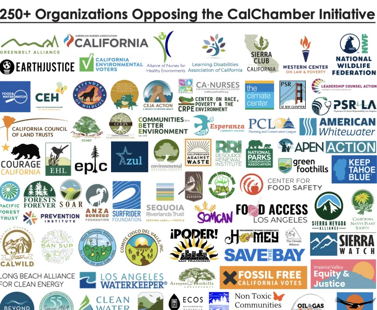 Logos of environmental organizations that signed a letter opposing Prop 45