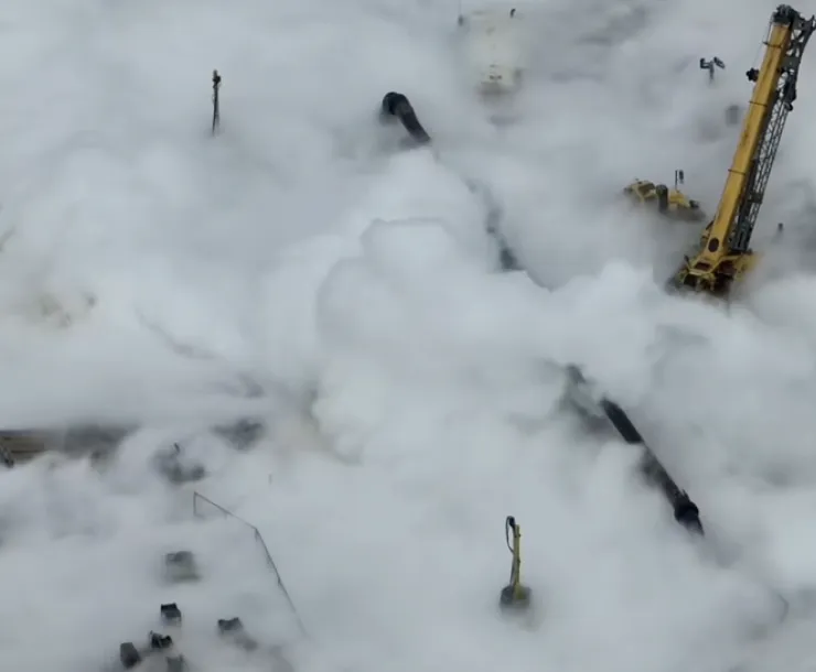 Photo by Joe Bates of the natural gas liquids spilling from Line 5