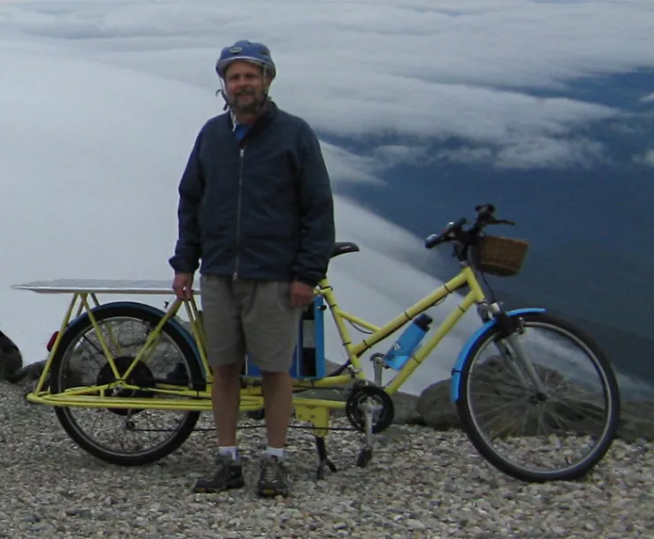 Electric cargo bike at top of Mt Washington 2014 Karl Kemnitzer (1).png
