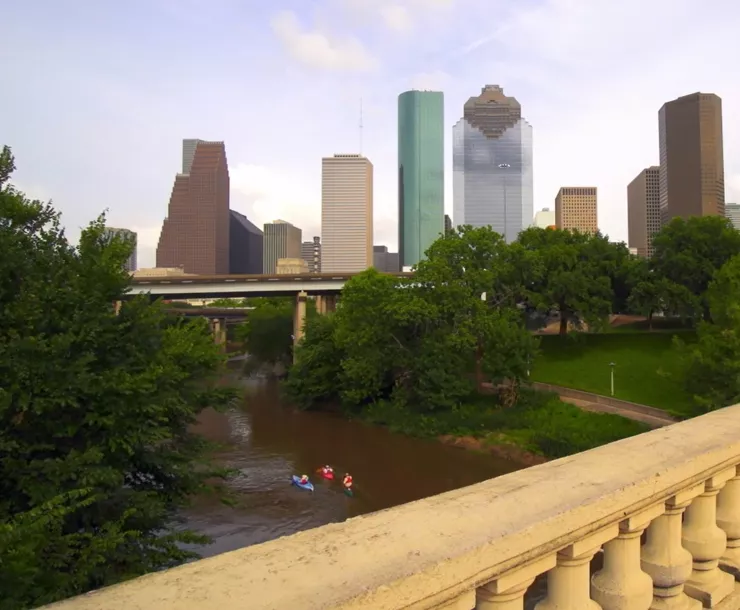 Paddlers from the Sabine Street Bridge.jpg