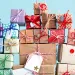 A pile of gift-wrapped boxes tied up with bows