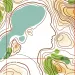 Illustration shows the profile of a woman among the geographic features of a map.