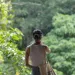A woman with a tote bag