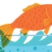 Illustration of a short fishbowl and a goldfish jumping out.