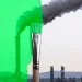 Greenwashing illustration with smokestack