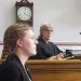 Grace Gibson-Snyder testifies on opening day while Judge Kathy Seeley looks on.