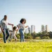 Family walking in a park