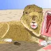 illustration of a lion eating a popsicle