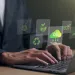Reduce CO2 emission concept. Businessman using laptop for working technology Net zero and Carbon neutrality, green business and development based on renewable energy. 