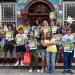 Climate activists pose outside the Sixth Street Community Center in New York.