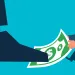 illustration of a large shoe stepping on a bill held by a small man