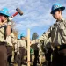 California Conservation Corps Region 1 members Josh Drollinger, left, and Coy Snow, right, work with other members of the corps Thursday, Nov. 19, 2015, at the Red Bluff Recreation Center in Red Bluff, Calif.