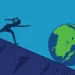 Illustration of a person chasing a globe