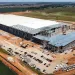 Construction resumes on the 1.6 million-square-foot AESC gigafactory being built in the Kentucky Transpark in Bowling Green, Ky.