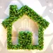 illustration of a house outlined in green plants