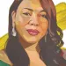 Portrait illustration of Agripina Gomez wearing a green floral top