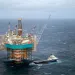 A view of a supply ship at the Edvard Grieg oil field in the North Sea