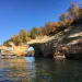 Leaves are changing colors above Lake Superior and Lovers Leap, Pictured Rocks National Seashore