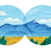Illustration shows Sleeping Ute Mountain through binocular lenses