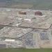 An aerial view showing the size of the LNG export terminal Venture Global is building in March 2023.