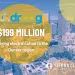 background photo of denver city with colorful circles overlaid with writing "$199 million to bring electrification to the Denver region"