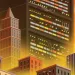 Illustration shows a skyscraper-size computer mainframe with wires coming out the back, next to other city buildings