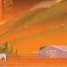  Illustration shows a tall mainframe building next to a mountain and a farm with a horse grazing