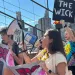 Xiye Bastida, a New York-based climate activist from the Otomi-Toltec Indigenous community in Mexico, marches down the Brooklyn Bridge alongside protesters. 