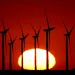 Windmills in front of a setting sun