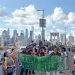 Xiye Bastida, a New York-based climate activist from the Otomi-Toltec Indigenous community in Mexico, marches down the Brooklyn Bridge alongside protesters. | Photo by Sara Hashemi