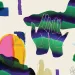 Illustration shows two hands in the air, flowers, birds, and abstract images